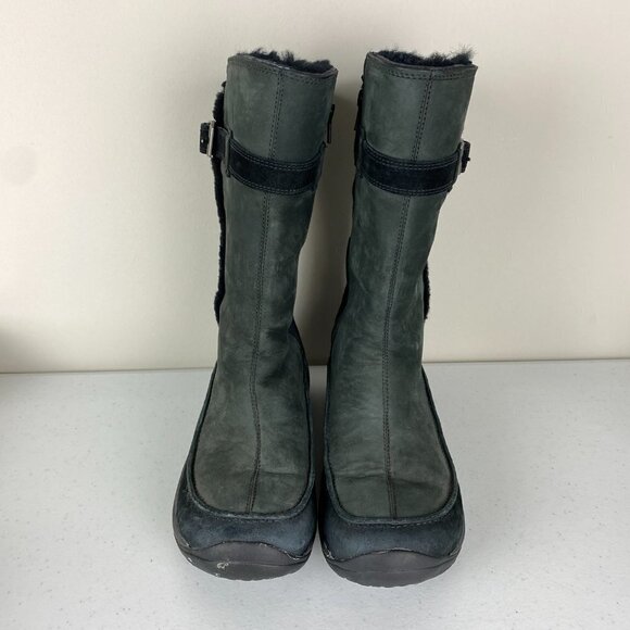 Merrell Encore Snow Boots Black Womens 7 Suede Faux Fur Geometric Print Buckle - Picture 2 of 8